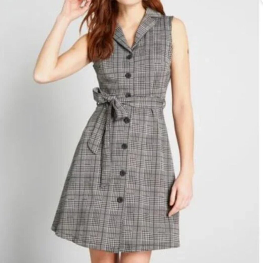 Modcloth Perfectly Plaid Sleeveless Midi Dress
